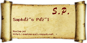 Sapkás Pál névjegykártya